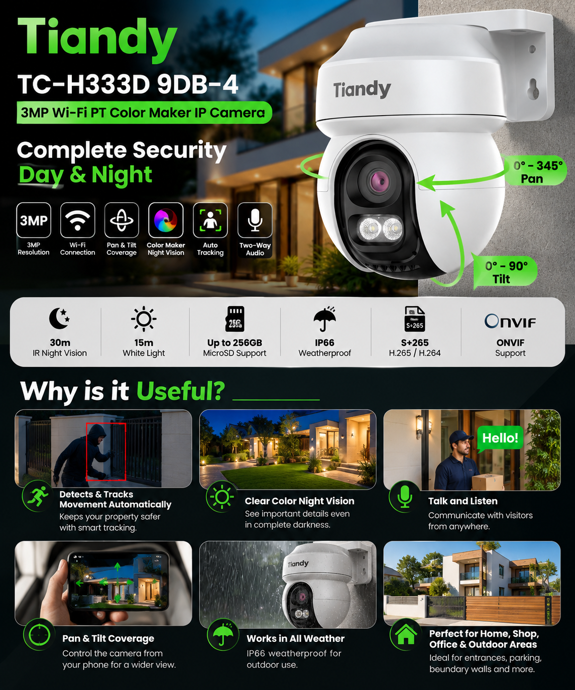 TIANDY 3MP OUTDOOR PT TC-H333D 9DB-4