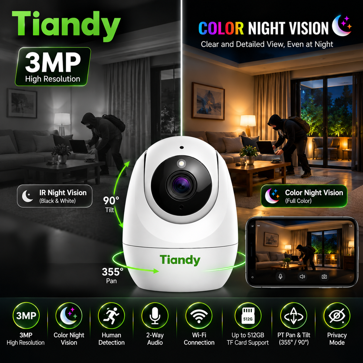 TIANDY INDOOR 3MP TC-H332N 9DB-4